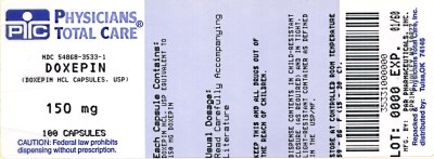 Image Of Doxepin HCl 150 mg Package Label (Package Label For 150mg Capsules)